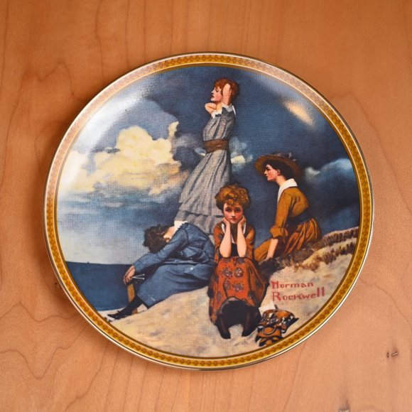 "Waiting On The Shore" by Norman Rockwell - Bradford Exchange Collector Plate - Picture 1 of 5